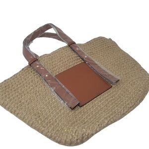 NWOT. Large tote bag. Brown. Woven rope/SISAL/faux leather accents.
